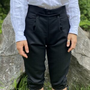 Fall front breeches in black wool