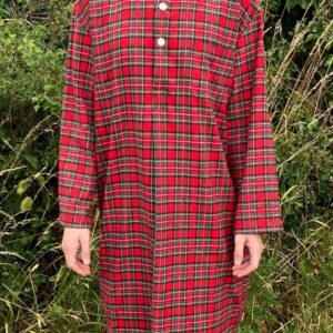 Brushed cotton nightshirt in red Royal Stewart tartan check - medium only