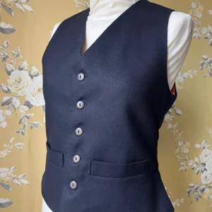 Dark navy wool waistcoat with wool back - XS only