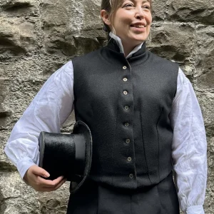 Ladies wool waistcoat in heavy black wool