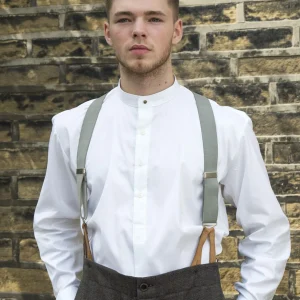 White Oxford cotton shirt, collarless